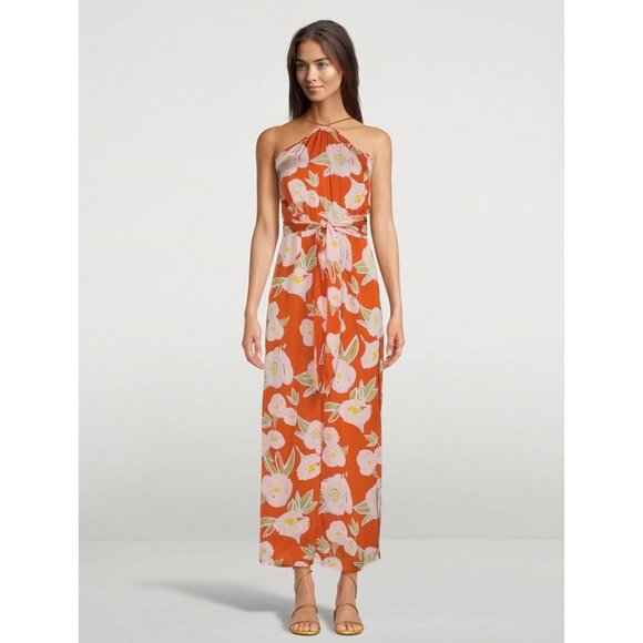 CAROLINA K Luz Dress in Orange Small Womens Floral Maxi Long - Picture 13 of 14
